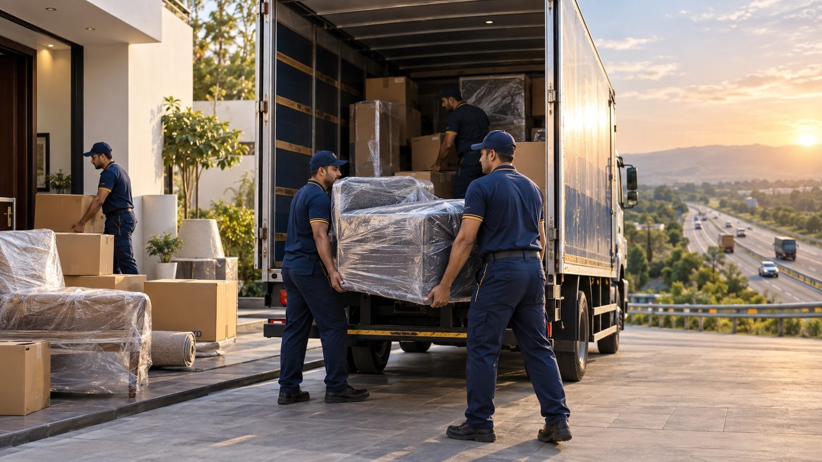 Intercity moving truck being loaded